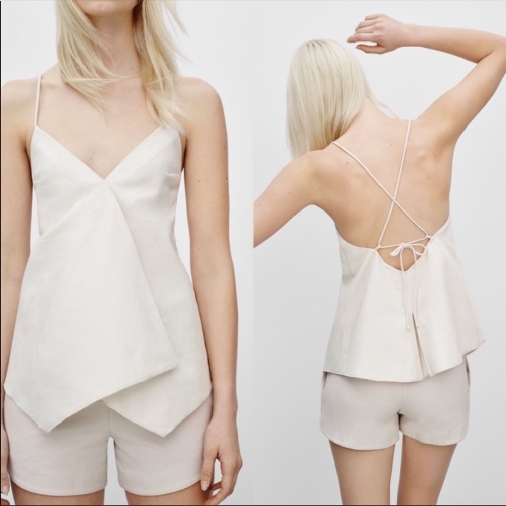 Aritzia Babaton Jace Tie Back Cami Tank Top XXS spaghetti strap white